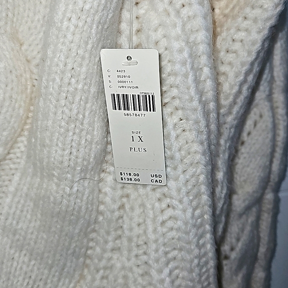 Anthropologie BNWT creme colored fisherman's sweater - Picture 2 of 9